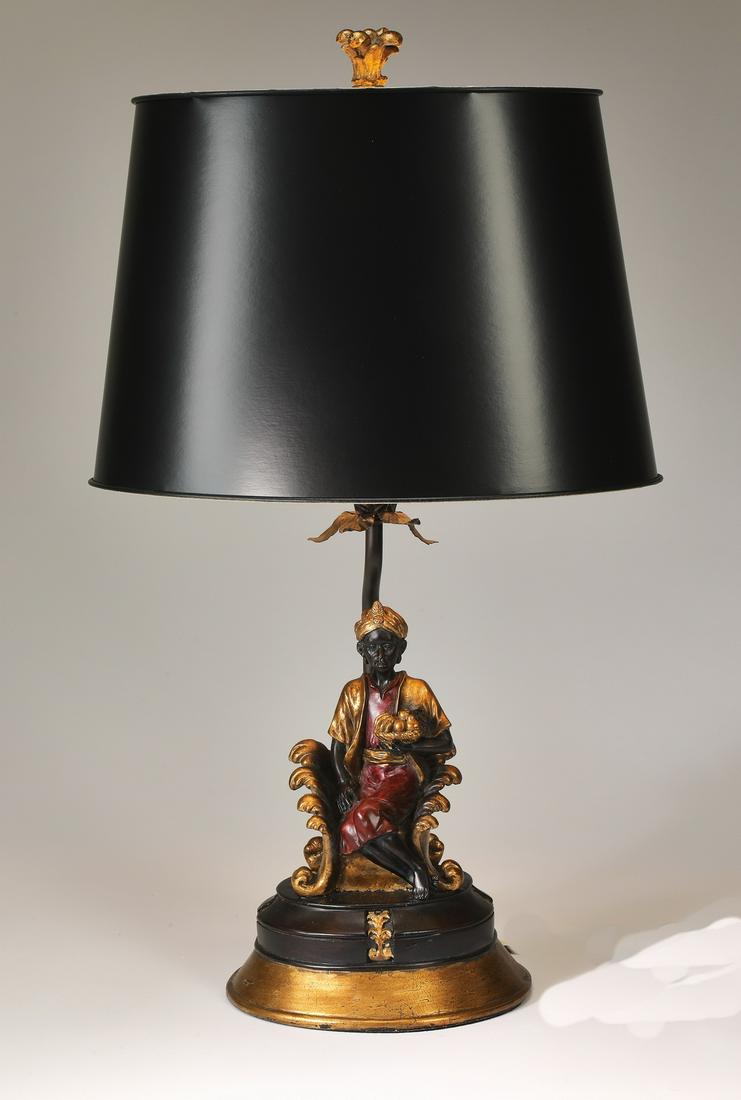 Blackamoor table lamp with black oval shade (1 of 3)