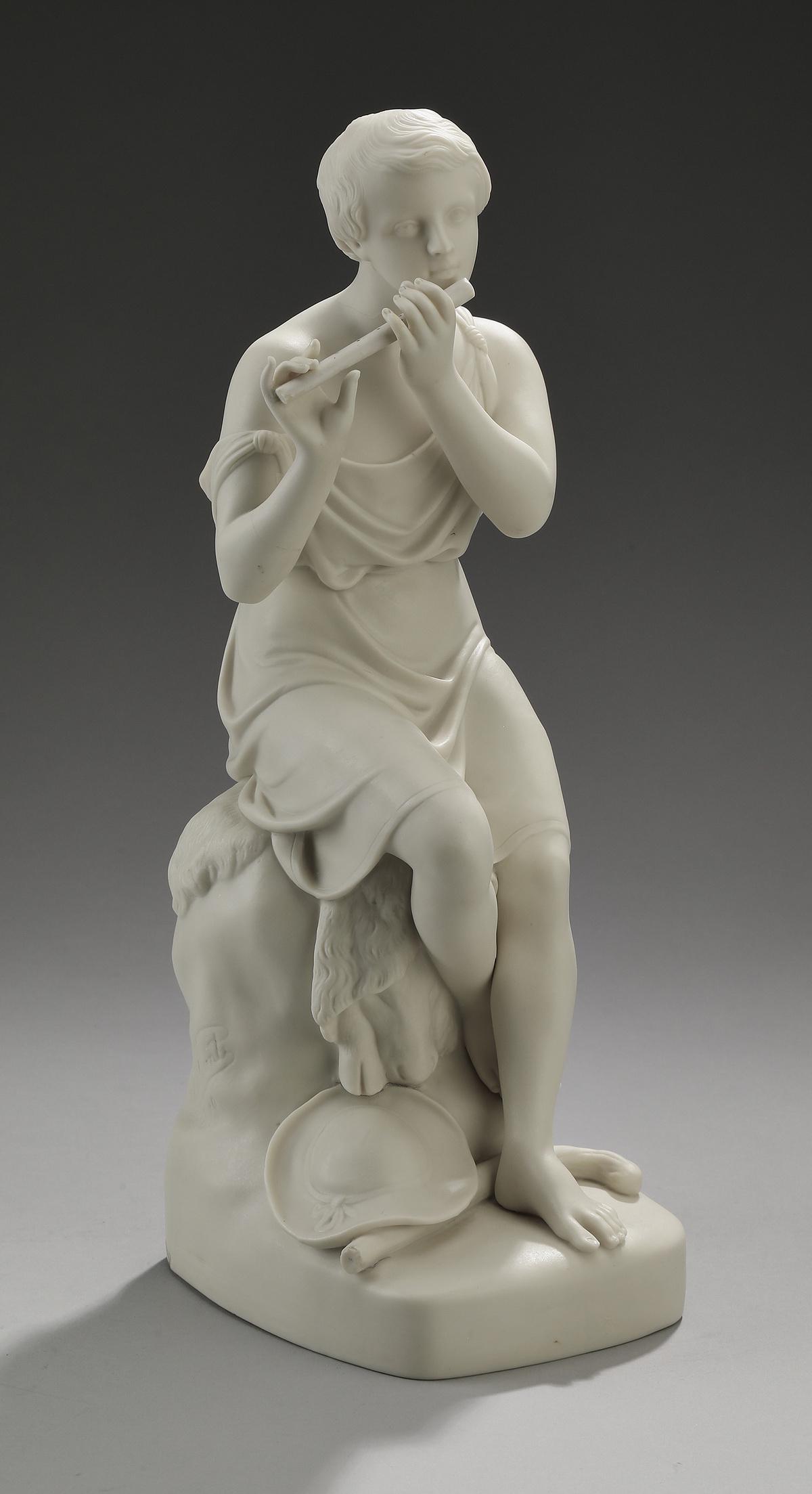 19th c. Copeland parian figure of a shepherd, 14"h (1 of 3)