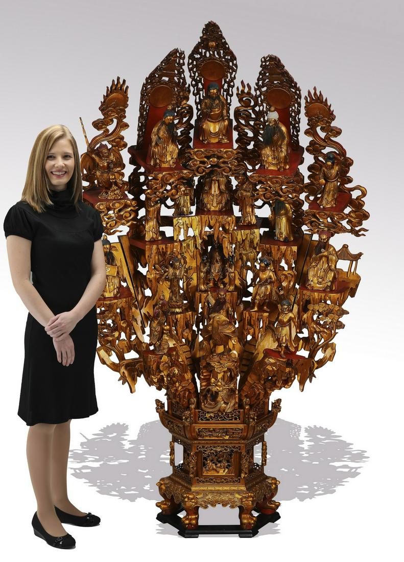Chinese carved shrine with Daoist and Buddhist gods (1 of 10)