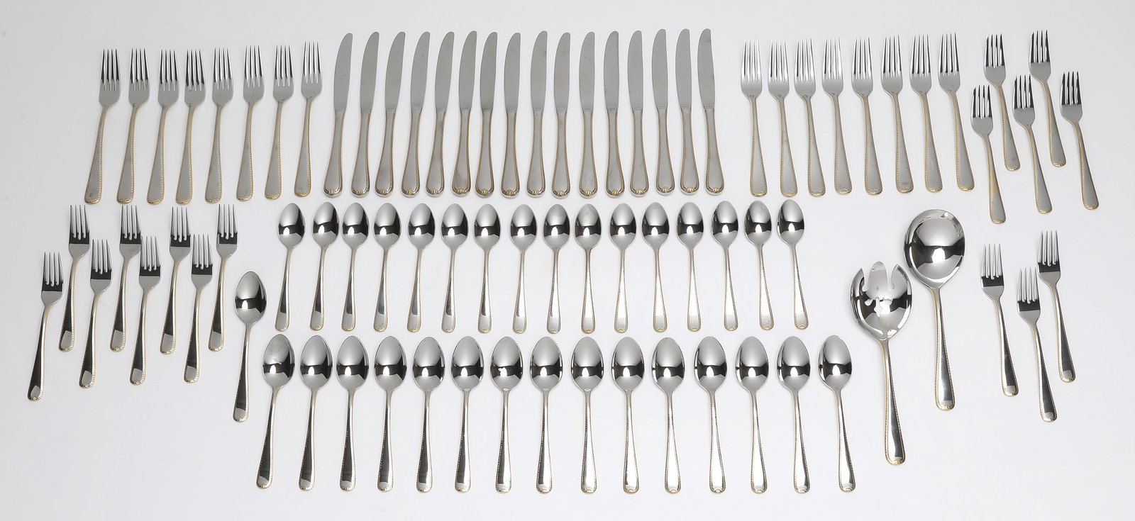 (82) pcs. Gorham flatware in 'Golden Ribbon Edge' (1 of 4)