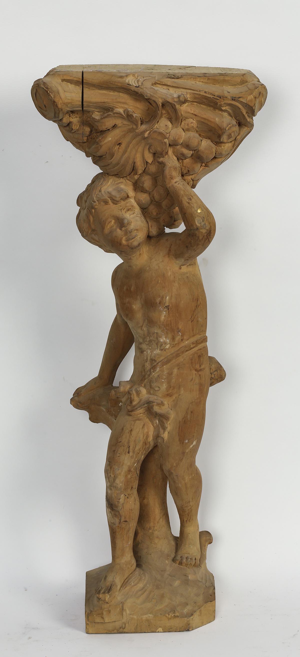 Italian hand carved architectural element, 24"h (1 of 2)