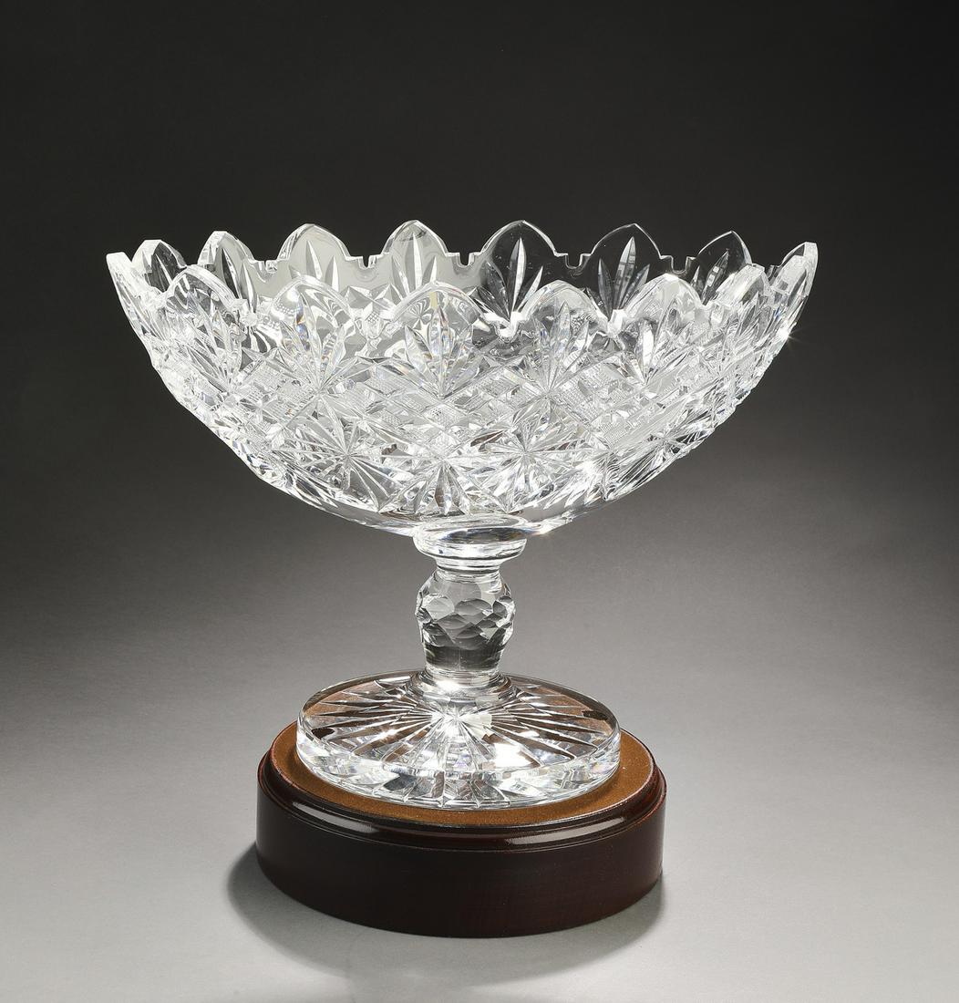 Waterford cut crystal pedestal bowl on base, marked (1 of 2)