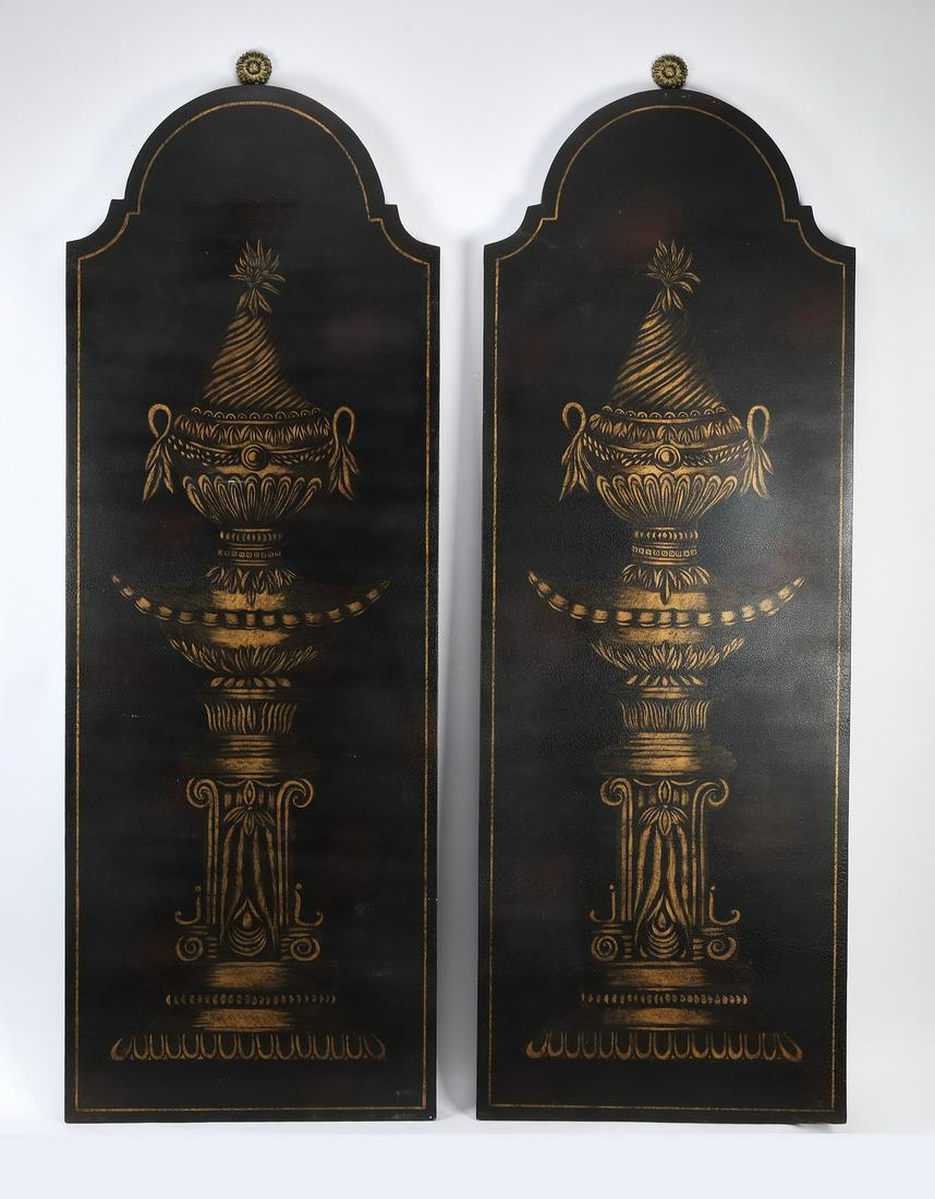 Pair of gold and black Neclassical style wall panels (1 of 3)
