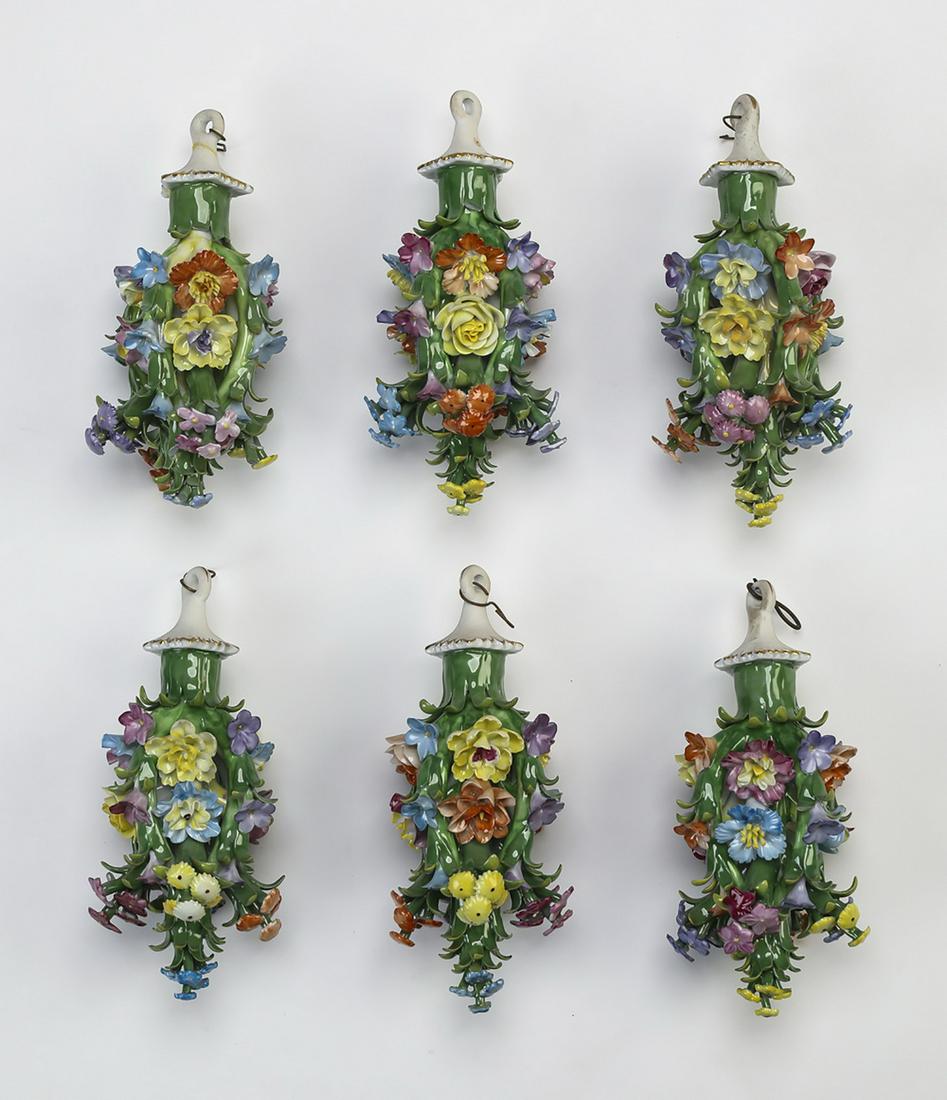 (6) Dresden porcelain floral pendants (1 of 3)