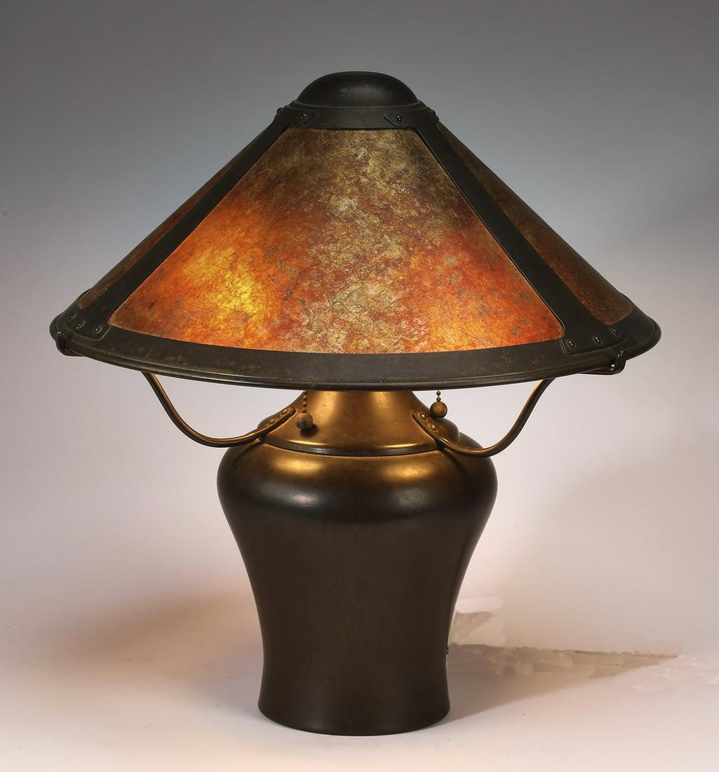 Mission style mica and copper table lamp (1 of 2)