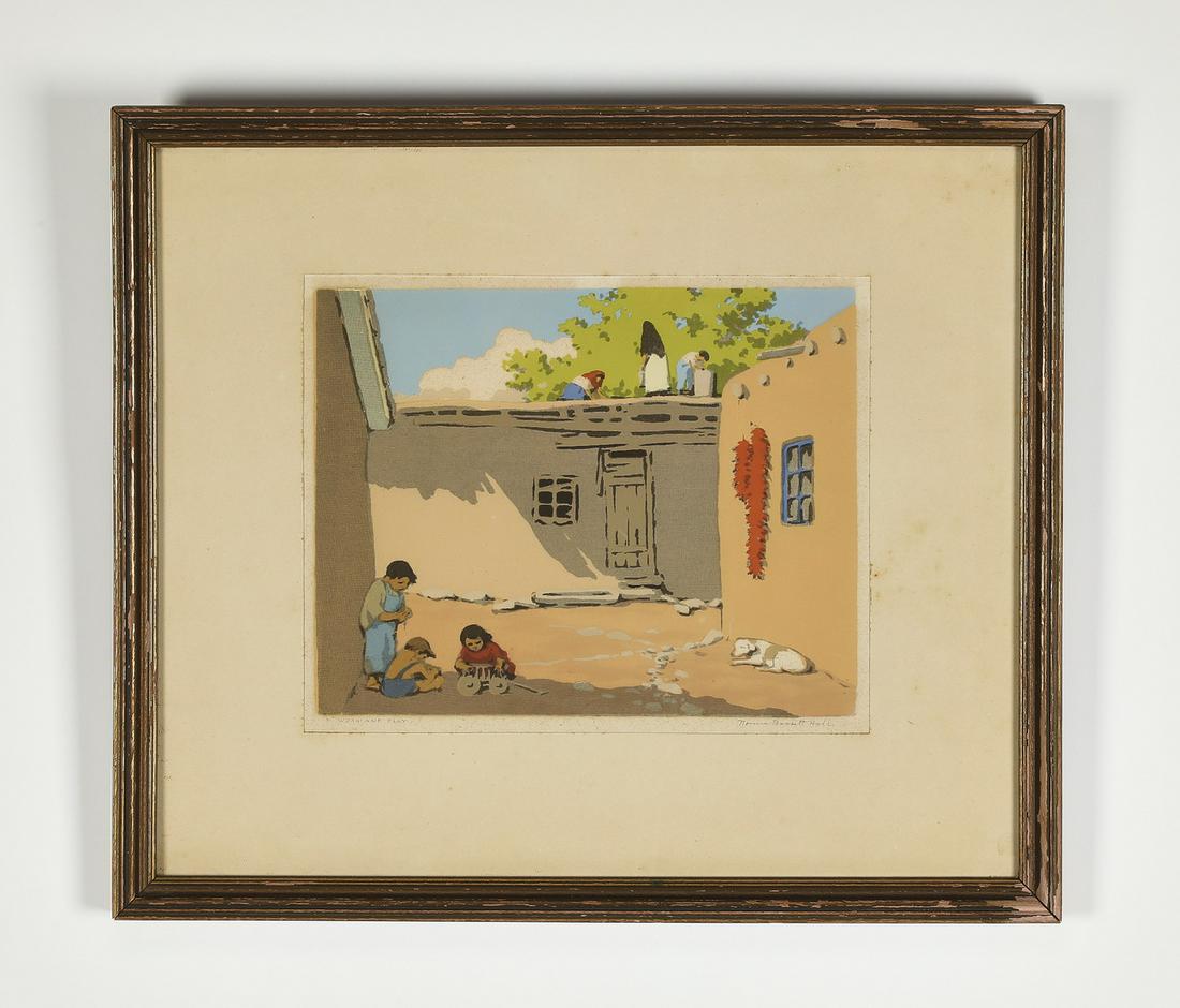 Norma Hall, serigraph 'Work and Play,' ca. 1940 (1 of 4)