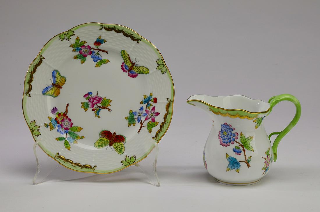 Herend Fine China Queen Victoria plate and creamer (1 of 2)