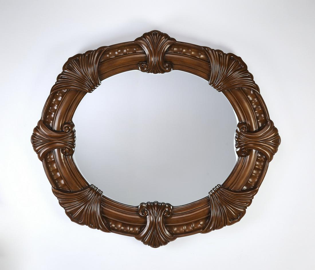 Michael Amini baroque style carved oval mirror, 52"w (1 of 2)