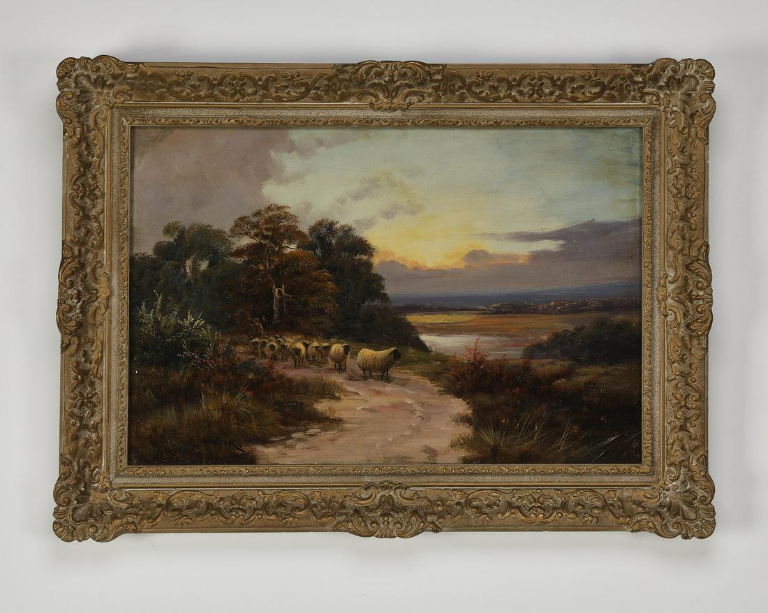 Late 19th c. J. Halton signed O/c pastoral landscape (1 of 4)