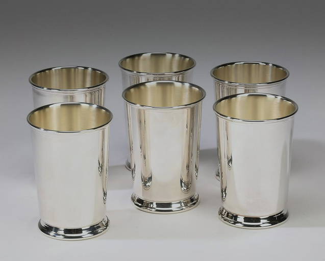 (6) Reed & Barton Silver Plate Mint Julep Cups, 4.5"h