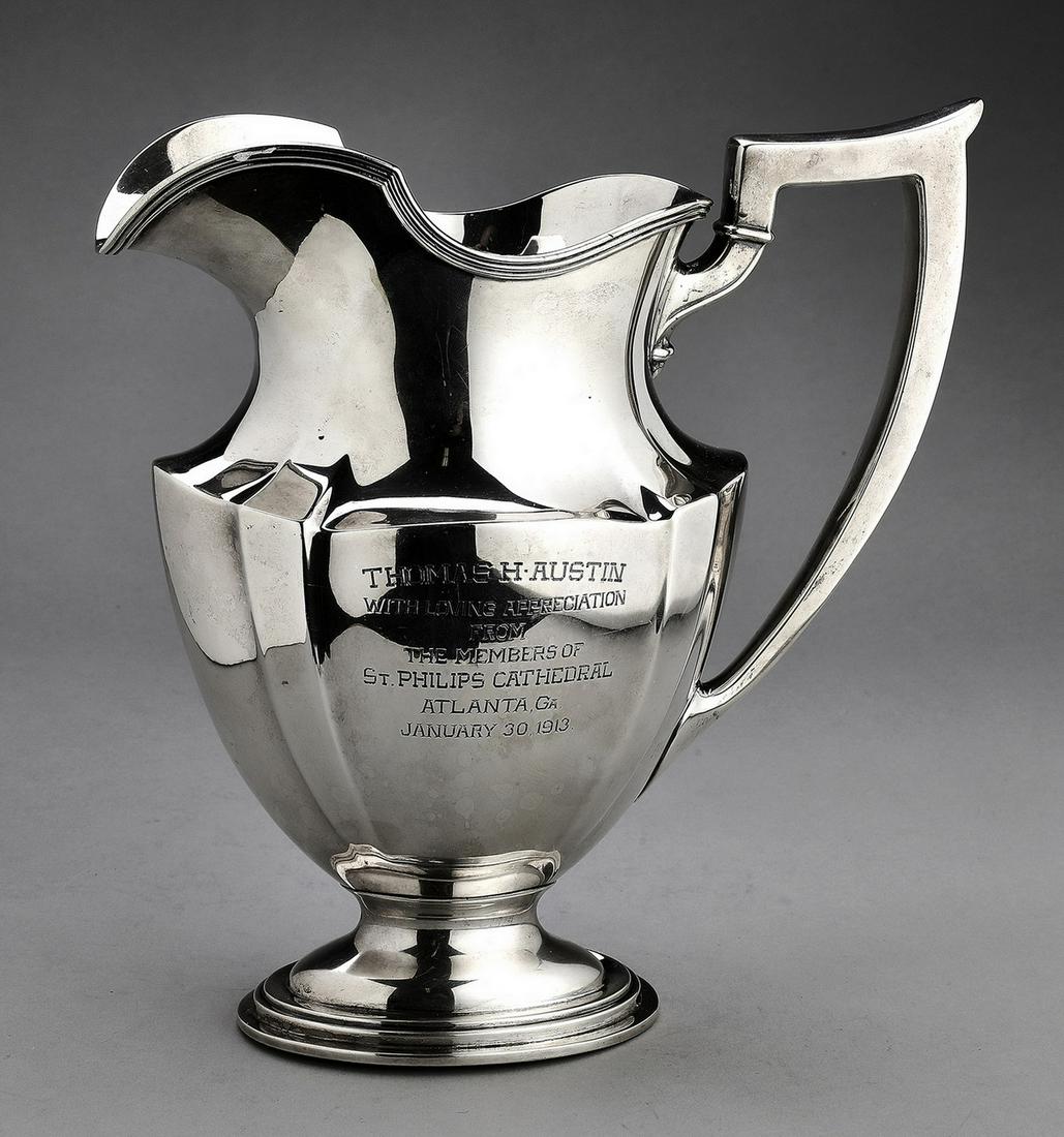 Gorham sterling Neoclassical style pitcher, ca 1913 (1 of 3)