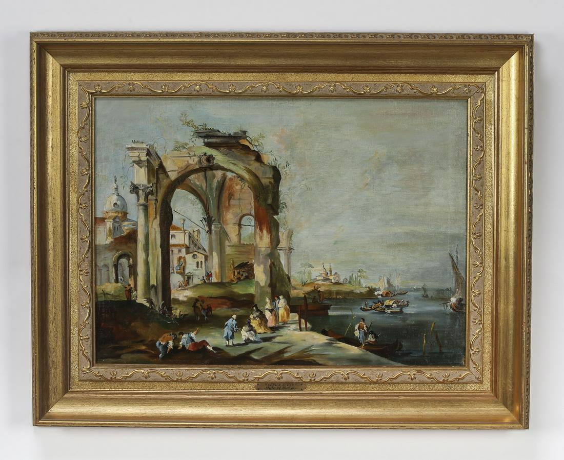 In the Manner of Guardi, 20th c. Capriccio O/c (1 of 4)