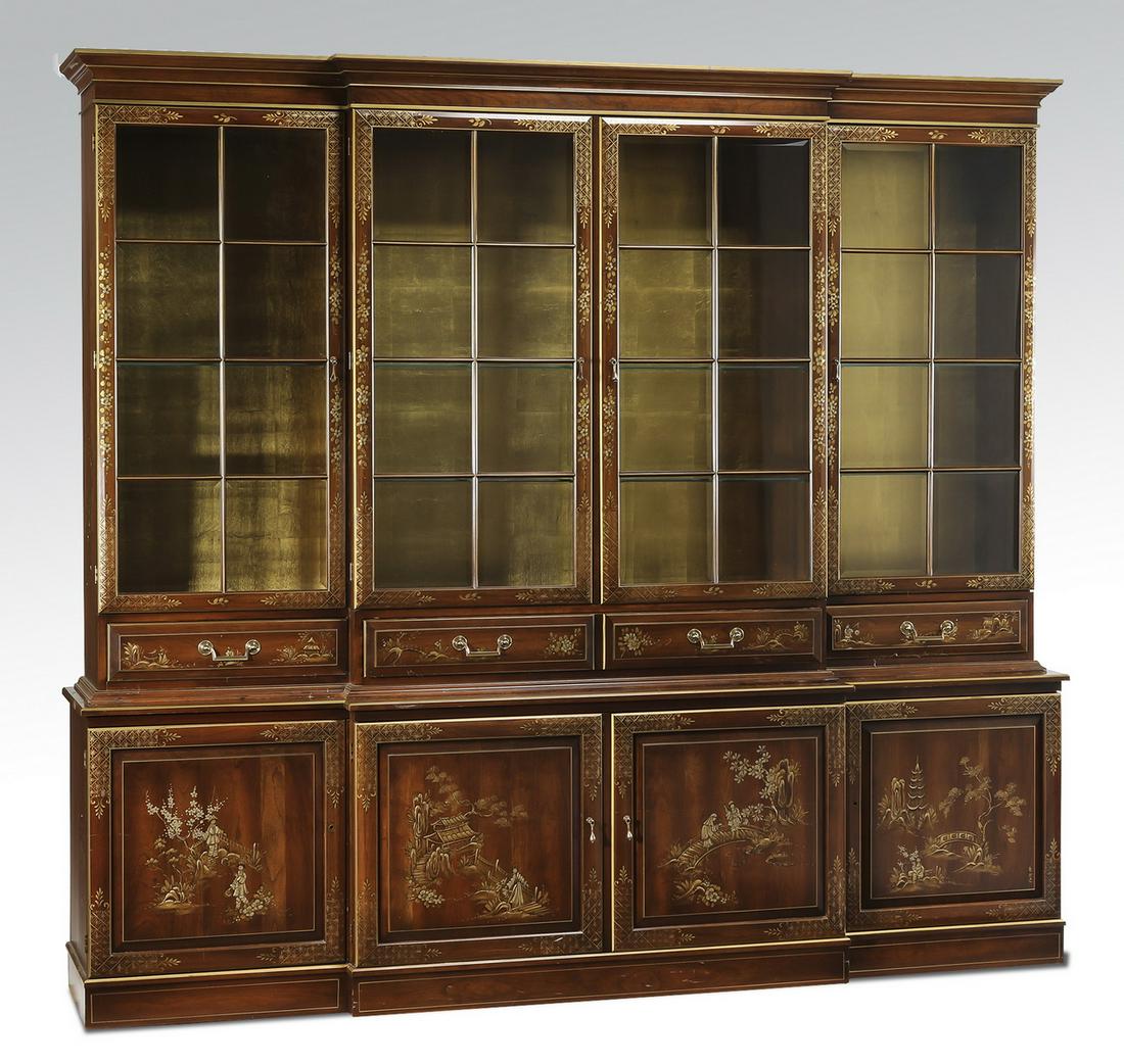 Hand decorated Chinoiserie style mahogany breakfront (1 of 6)