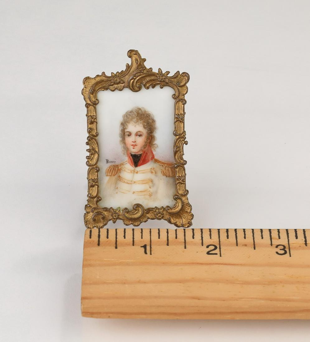 Hand painted porcelain miniature of Prince of Naples: Hand painted porcelain miniature of Prince Joachim-Napoleon Murat (French Italian 1767-1815), brother-in-law of Napoleon and appointed by Napoleon 'Prince of Naples,' the Prince depicted wearing a mil