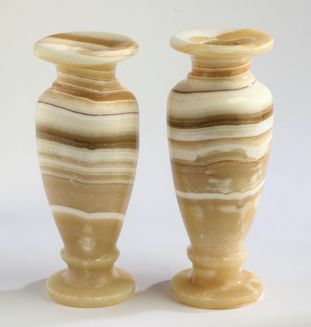 (2) Onyx baluster form vases, 12"h (1 of 3)
