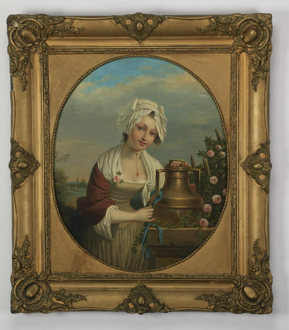 19th c. Continental O/c portrait of a maiden (1 of 5)
