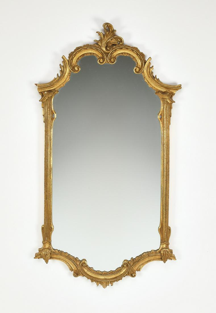Rococo Revival style giltwood mirror, 46"h (1 of 2)