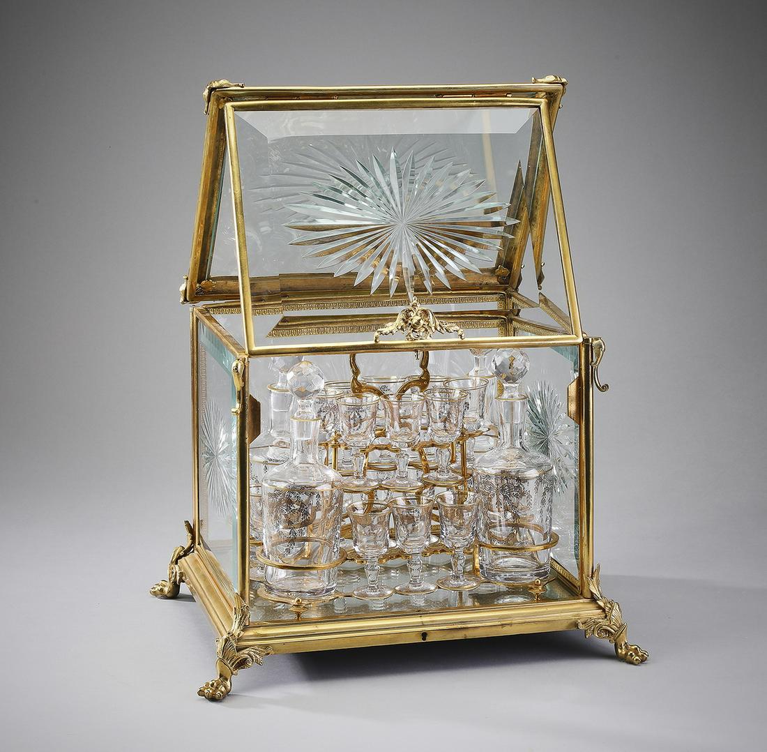 Early 20th c. gilt bronze and crystal tantalus (1 of 3)