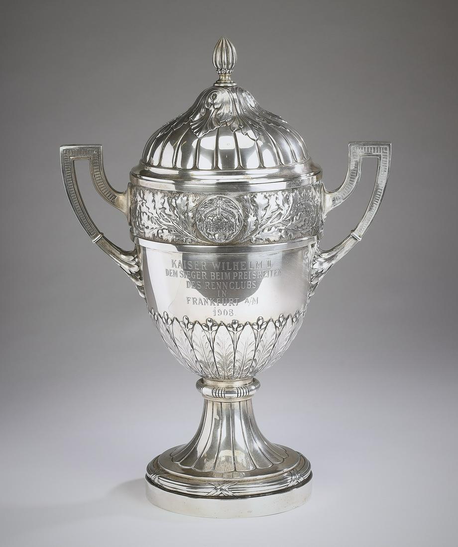 German silver presentation cup with lid, 16"h (1 of 6)