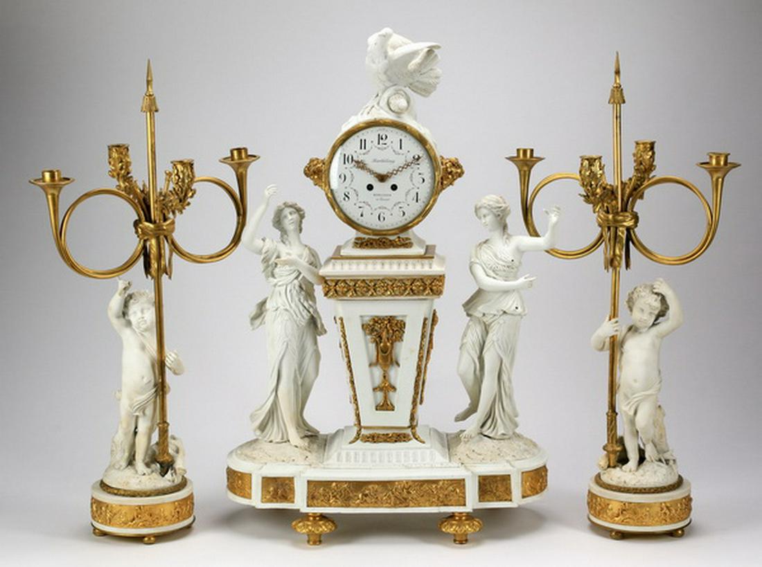 19th c. French bisque porcelain & gilt bronze set (1 of 3)