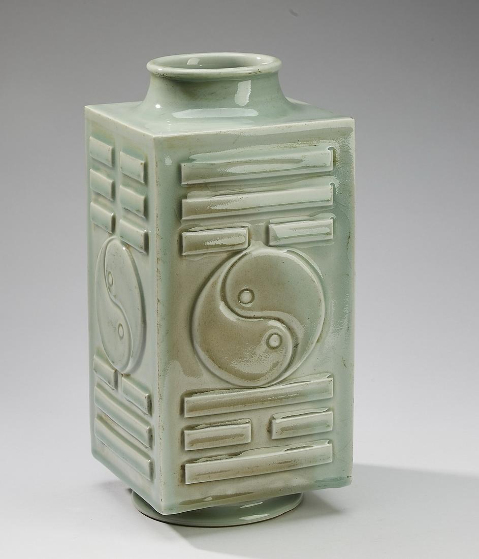 Chinese celadon Yin and Yang cong vase (1 of 7)