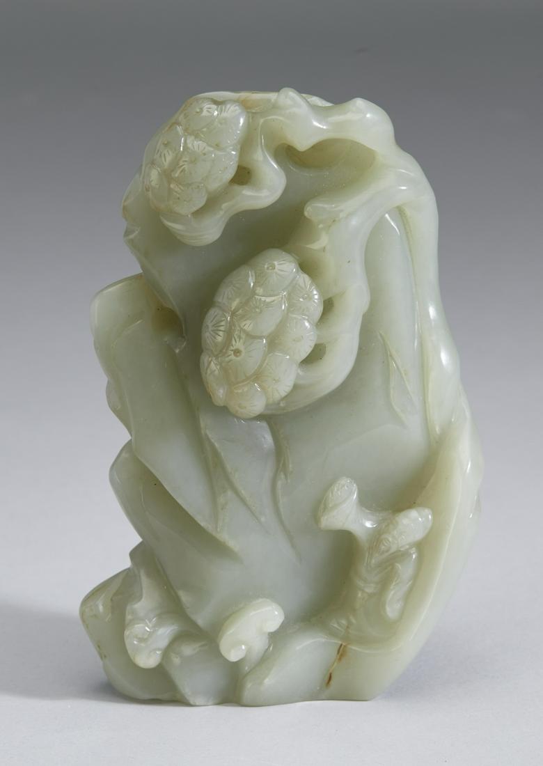 Chinese celadon jade carving w/ scholar on a mountain (1 of 5)