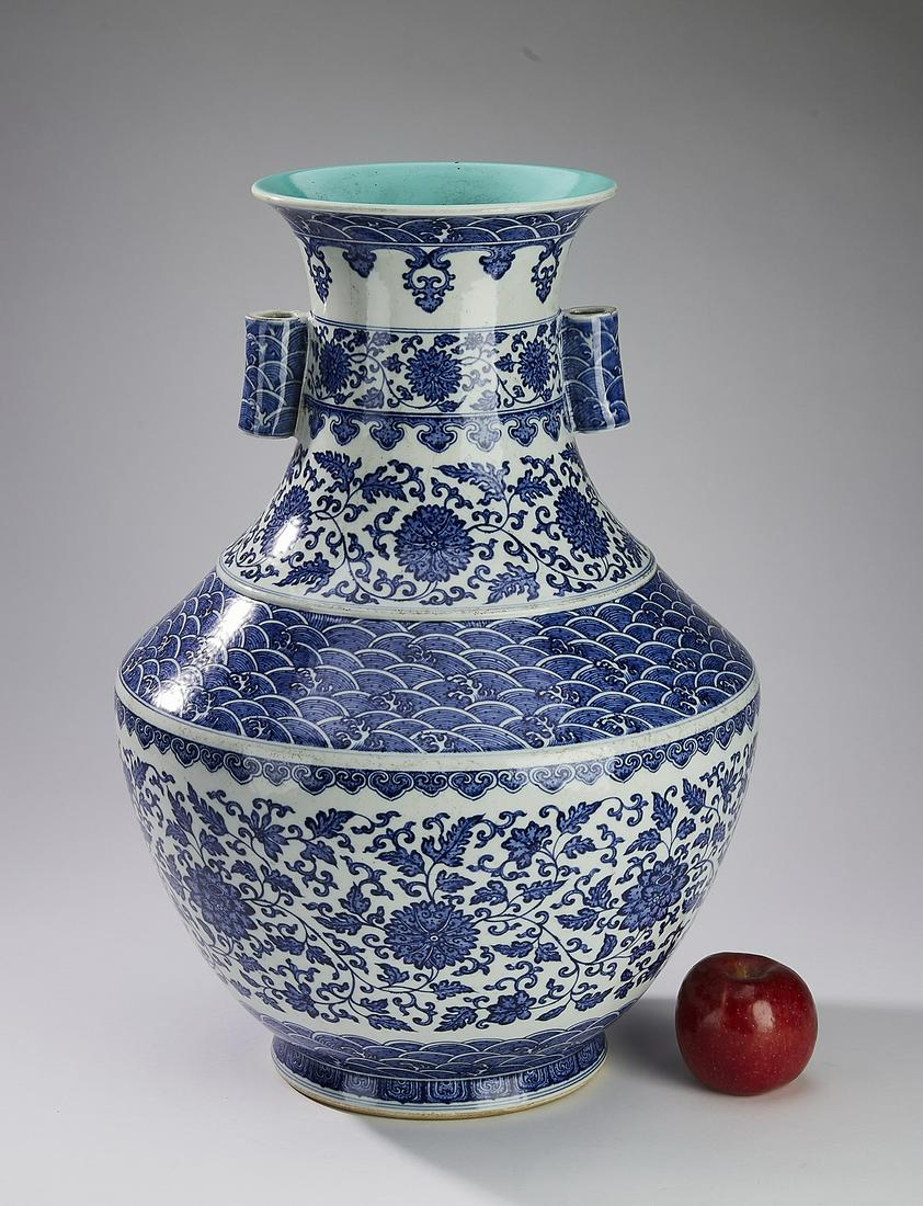 Chinese Hu vase with lapping waves and lotus scroll (1 of 8)