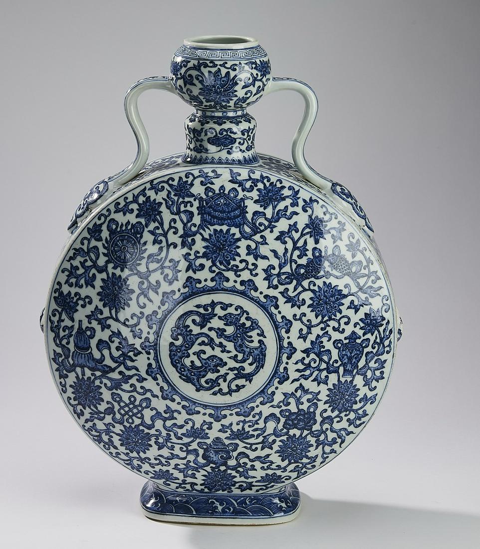 Chinese blue and white lotus scroll moon flask (1 of 7)