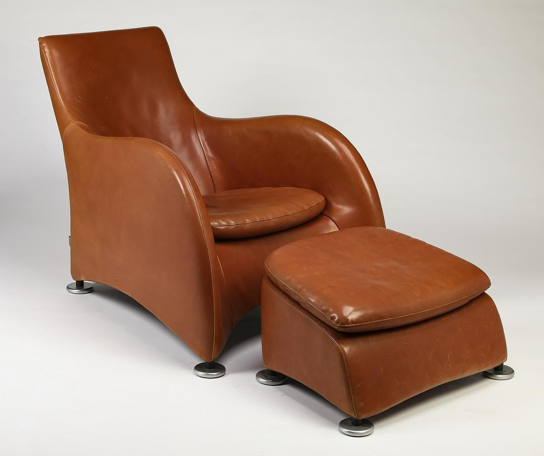 Gerard van den Berg 'Loge' armchair and footstool (1 of 4)