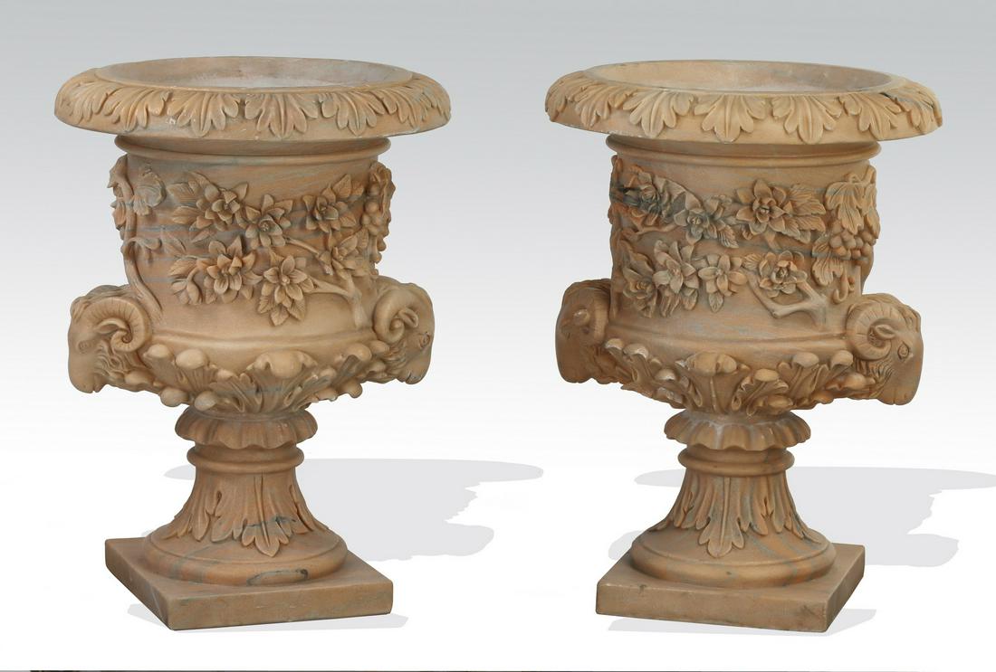 Pair of Neoclassical style carved marble urns (1 of 8)