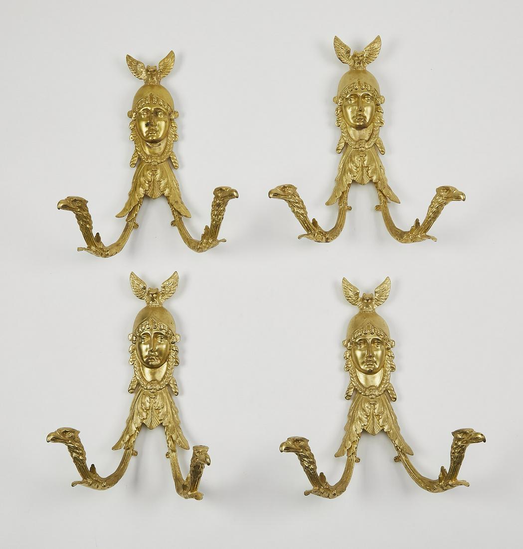 (4) Italian Empire style bronze wall hooks, 12"h (1 of 2)