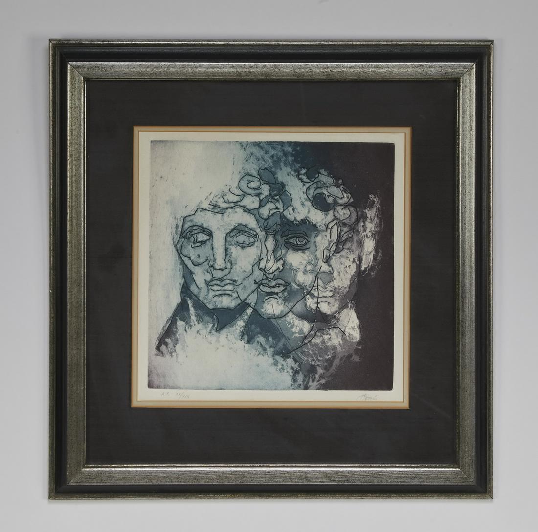 Linda Stein signed modernist etching w/ aquatint (1 of 4)