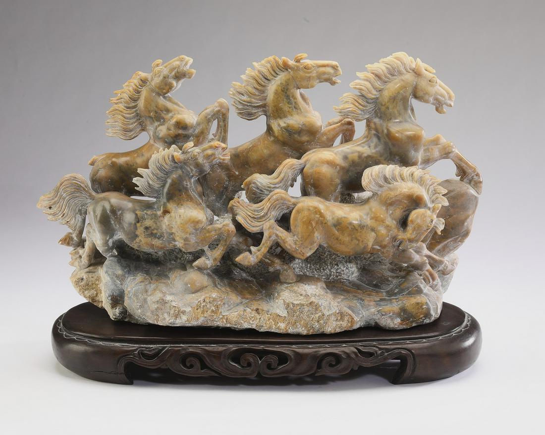 Chinese carved soapstone heavenly horses sculpture (1 of 4)