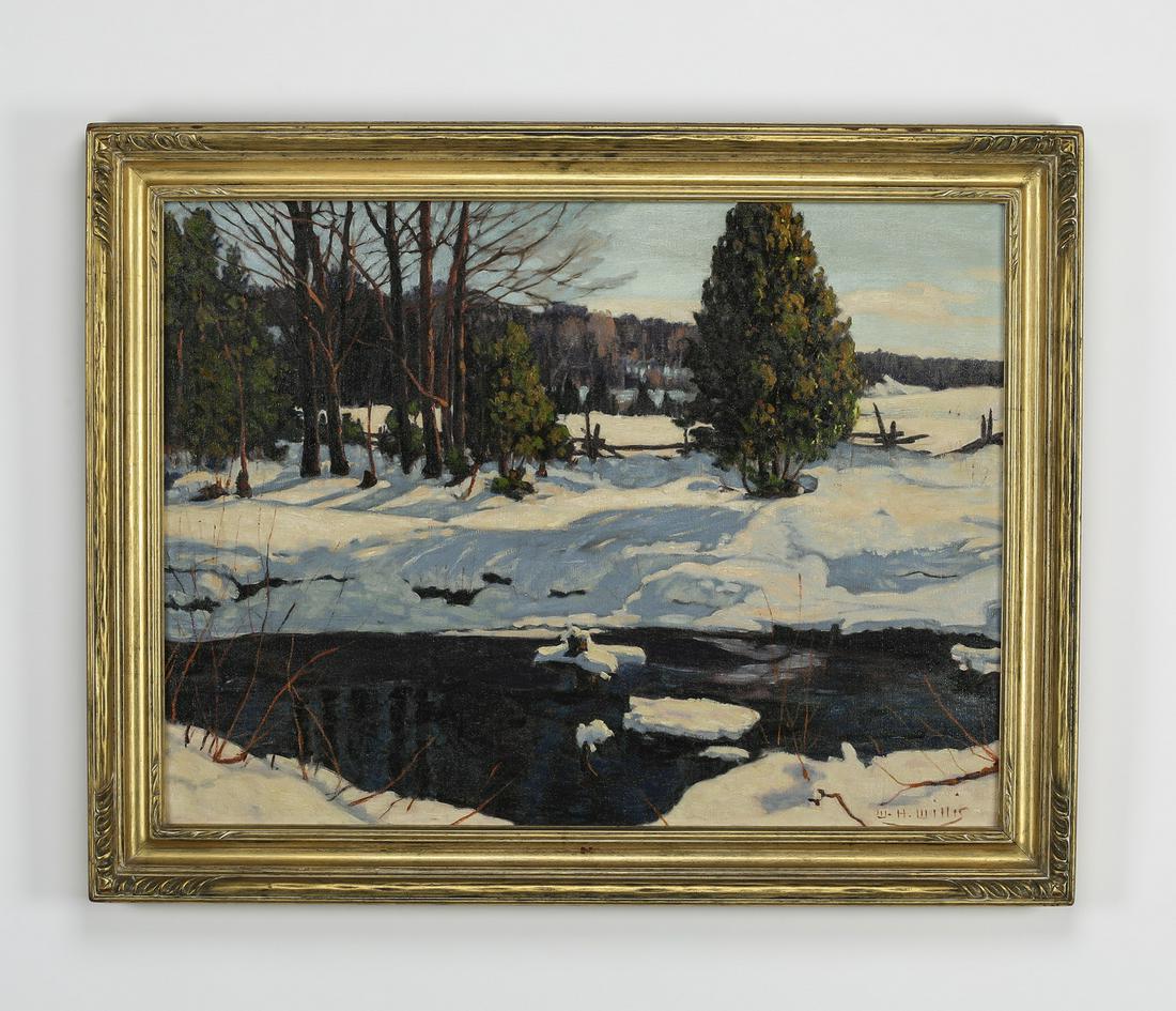 W. H. Willis signed O/c New England winter landscape (1 of 5)