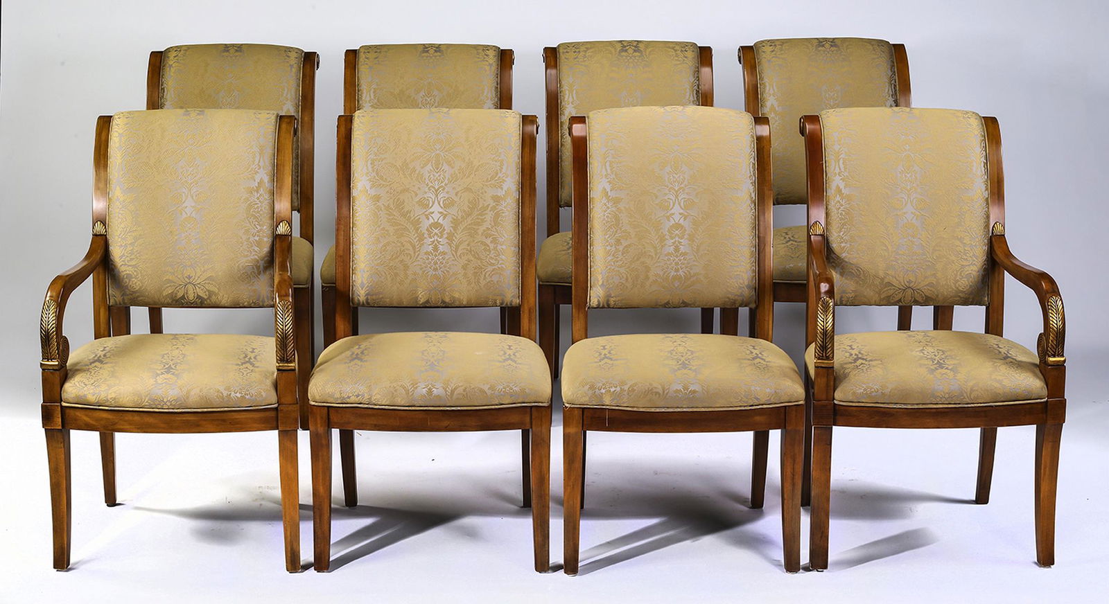 (8) Henredon damask & mahogany dining chairs (1 of 3)