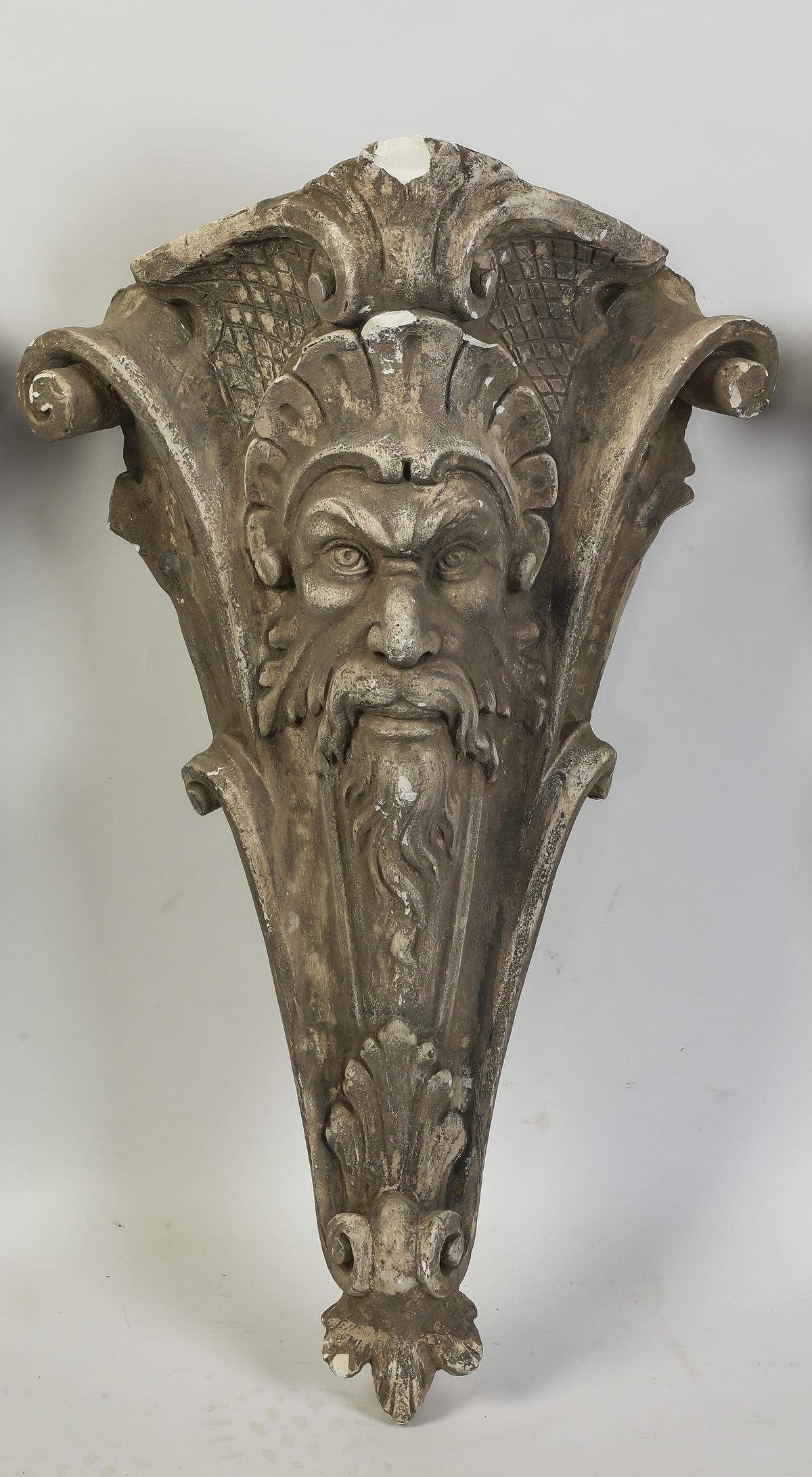 Cast plaster Green Man architectural element, 30"h (1 of 1)