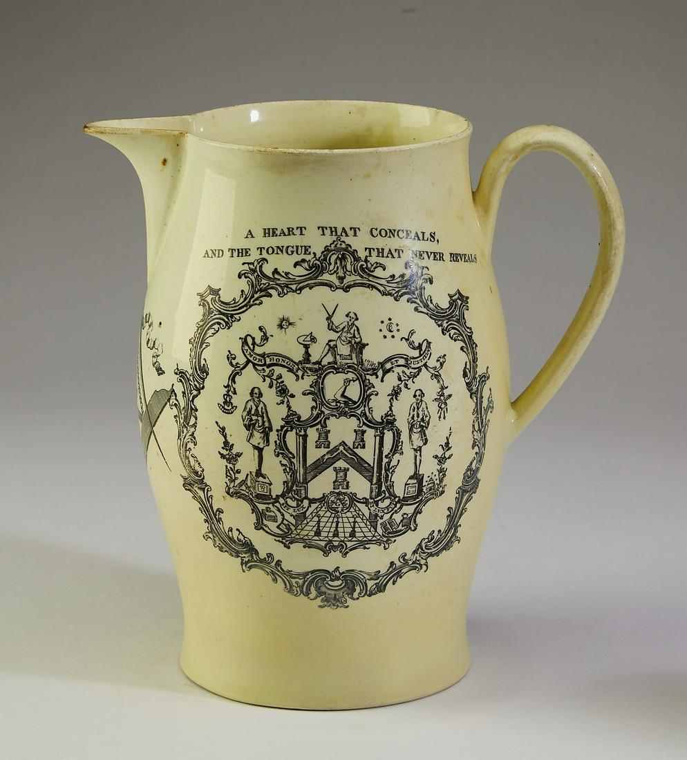English creamware jug with Masonic designs, ca 1794 (1 of 6)