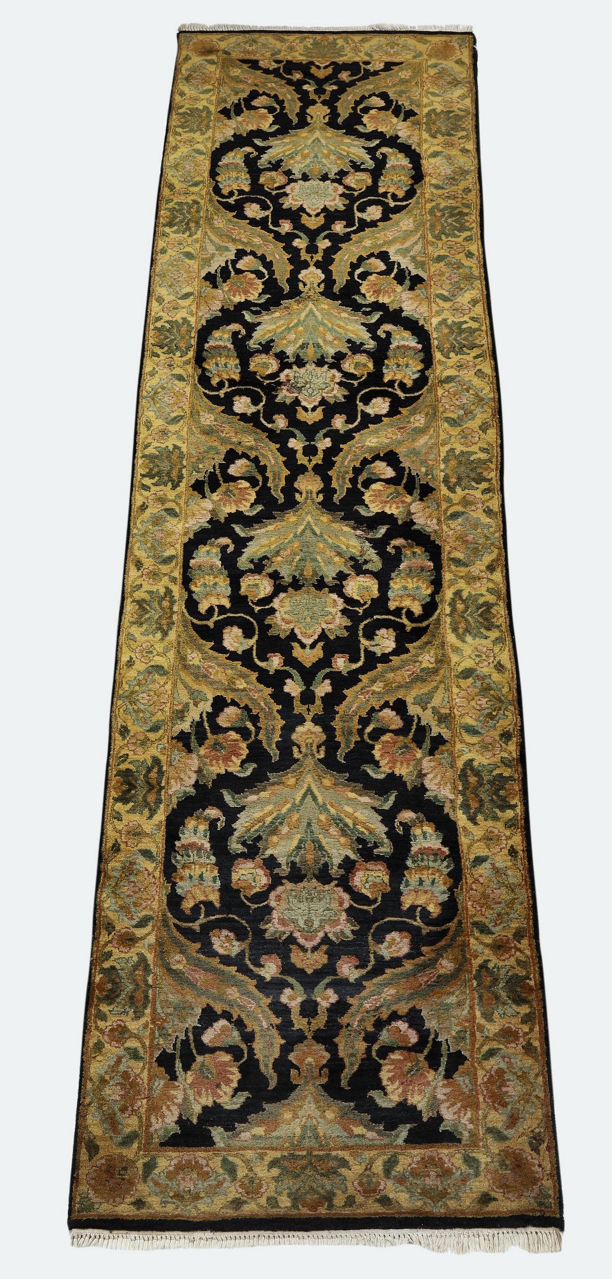 Arts and Crafts style hand knotted wool runner 12 x 3 (1 of 4)