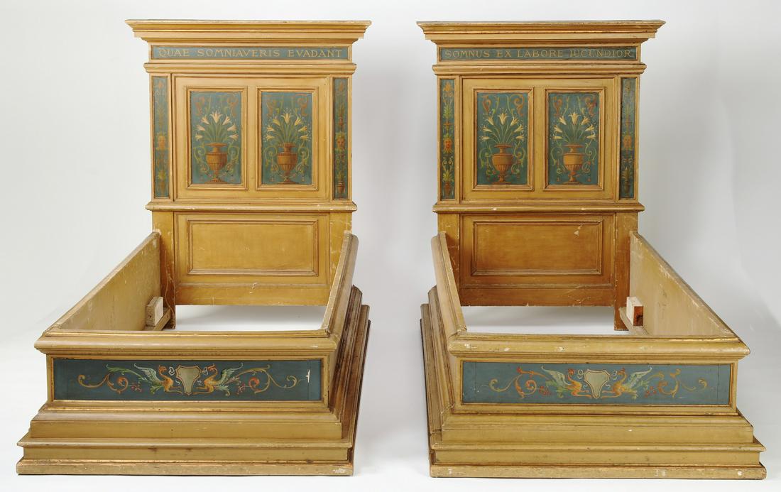 (2) Continental paint decorated & parcel gilt beds (1 of 4)