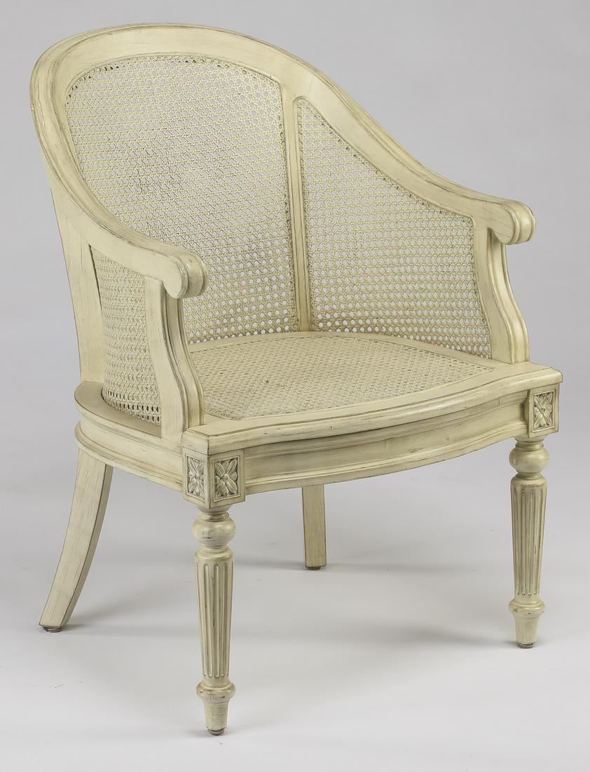 French Provincial style caned & painted tub chair (1 of 2)