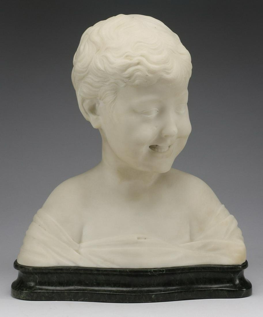 After Settignano, 19th c. white marble bust of a boy (1 of 2)