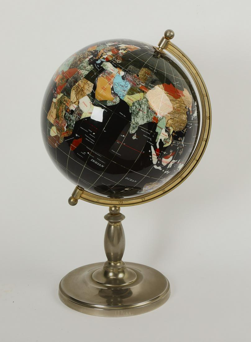 Handcrafted semi-precious stone globe, 25"h (1 of 2)