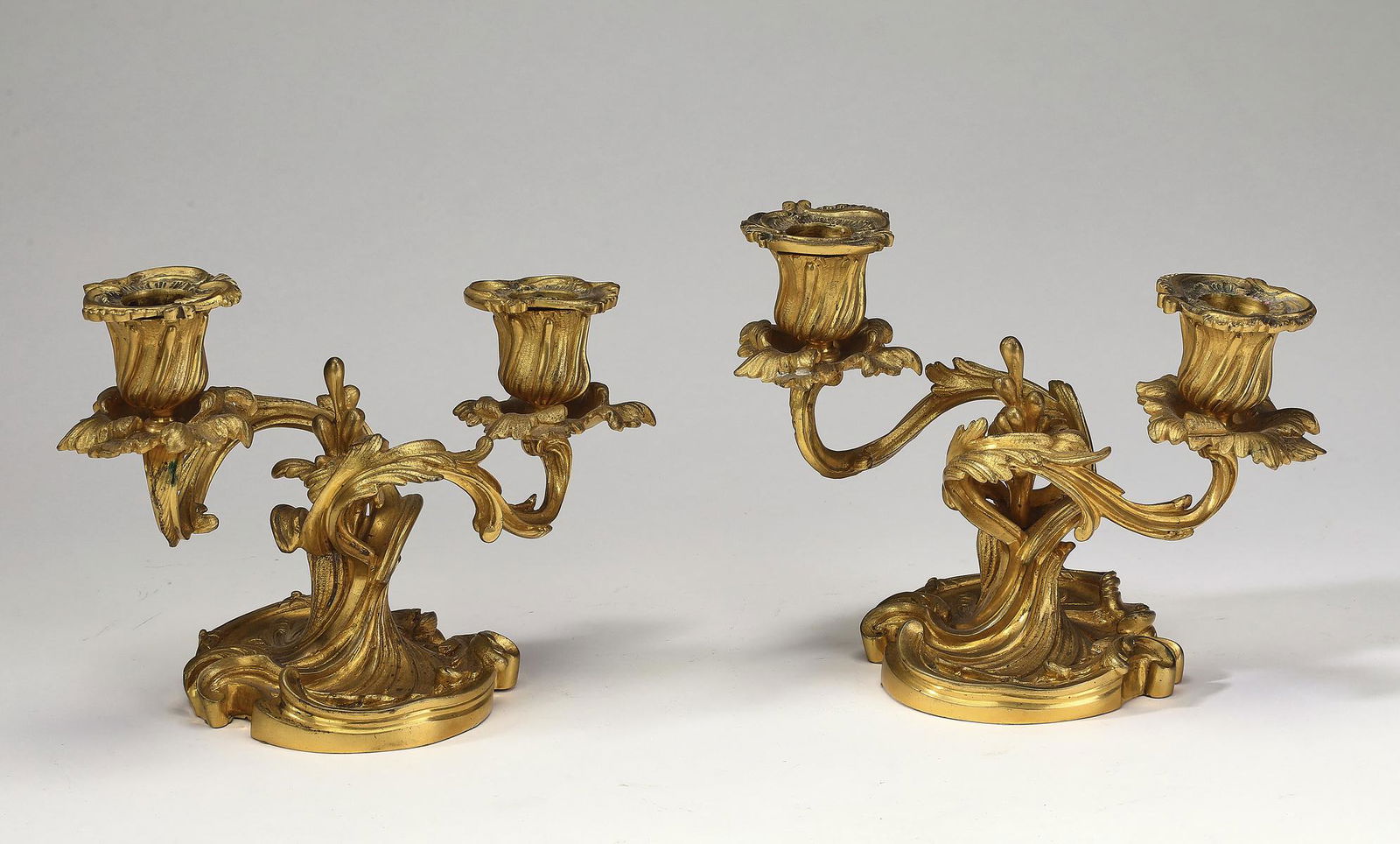 (2) Louis XV style gilt bronze candelabra (1 of 2)