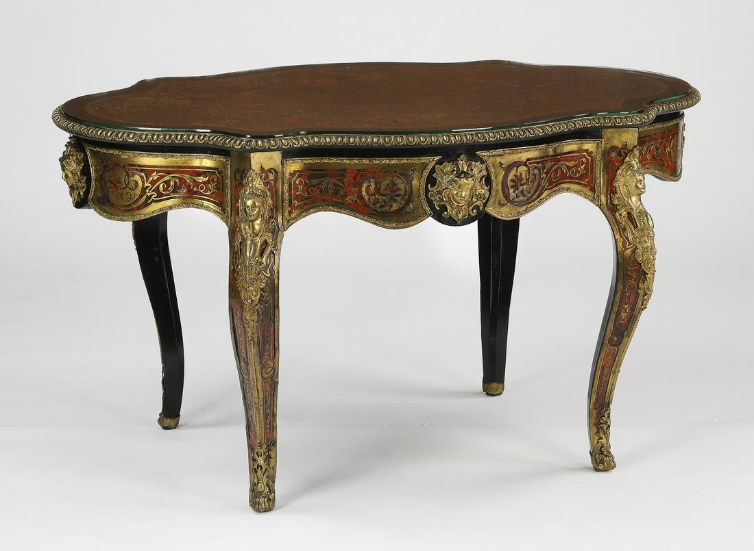 19th c. Napoleon III boulle inlaid center table (1 of 5)