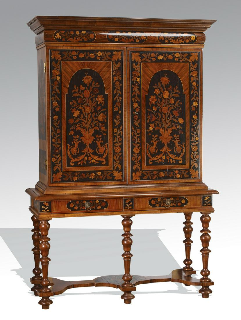 Italian marquetry inlaid cabinet on stand (1 of 7)