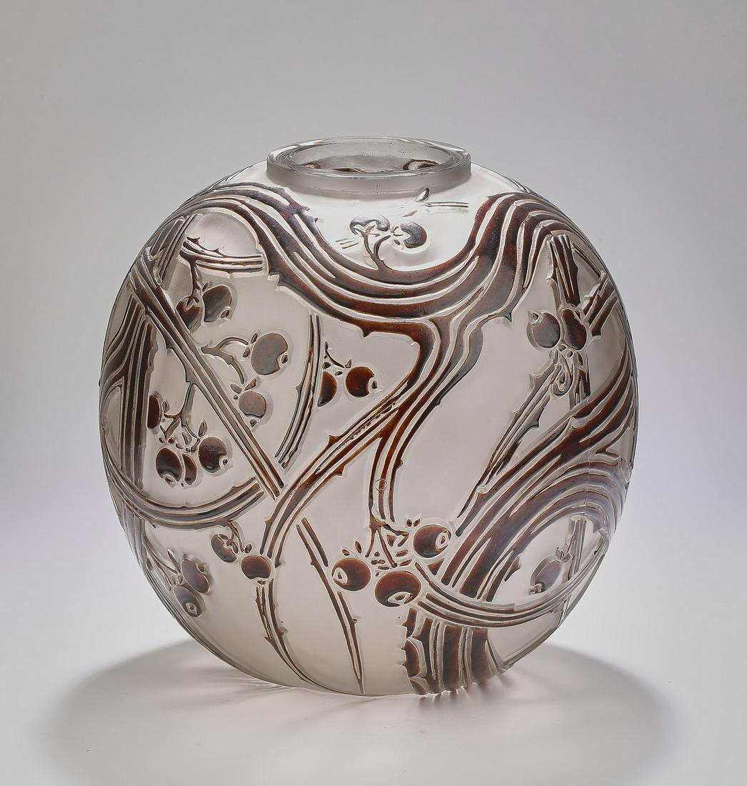 R. Lalique 'Baies' frosted glass vase, ca 1924 (1 of 7)