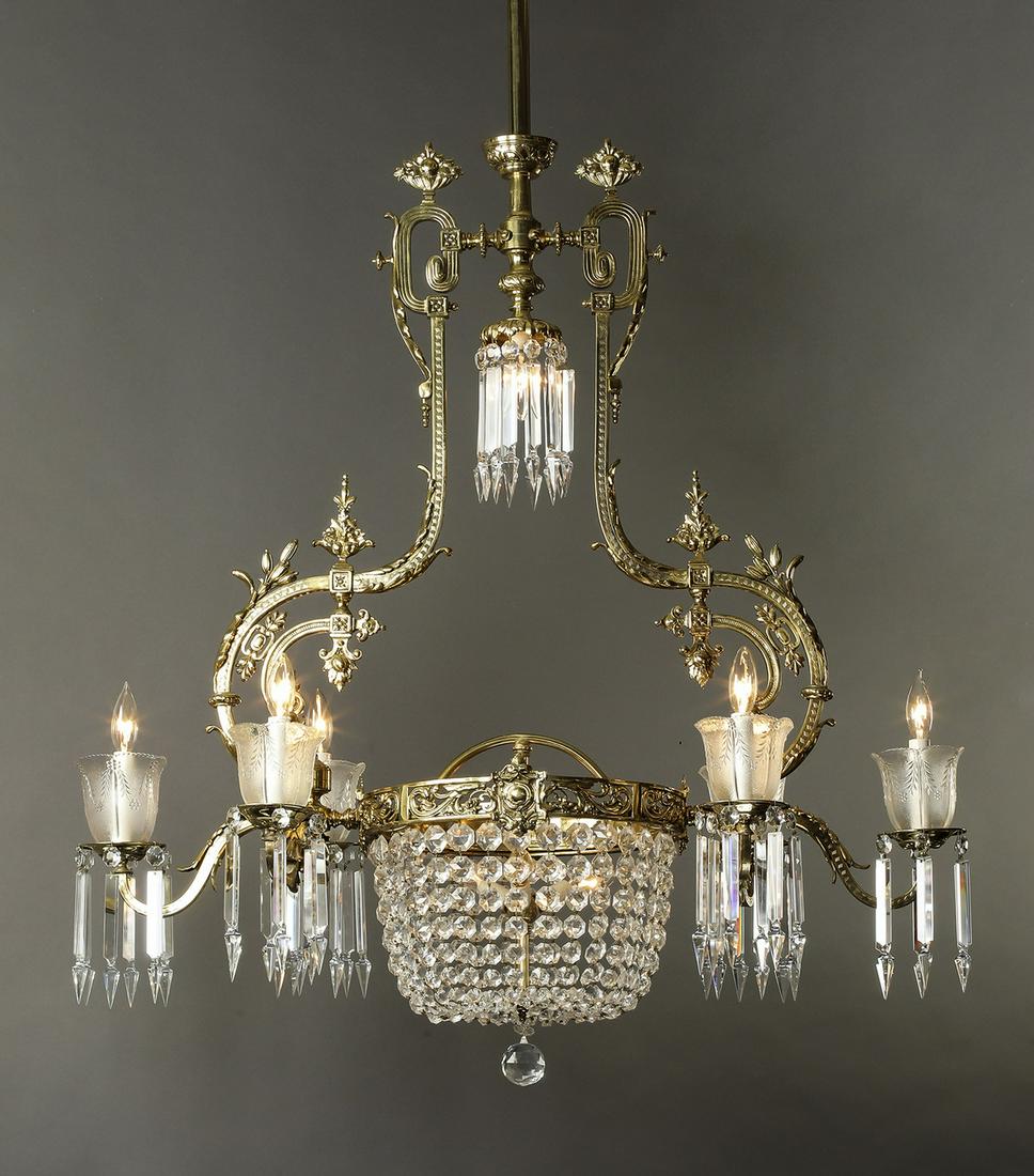 Victorian crystal and bronze 10-light chandelier (1 of 1)