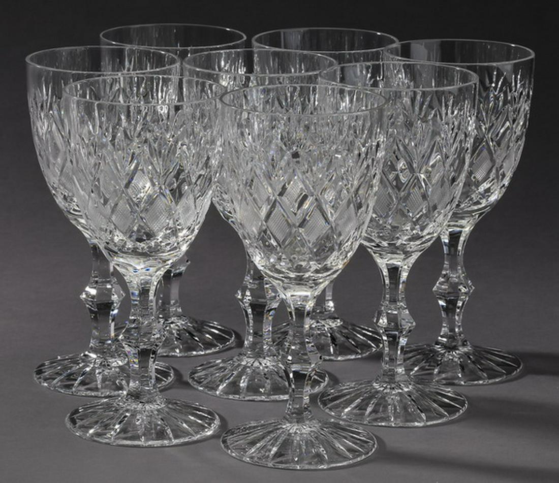 (8) Cut crystal water goblets, each 6.5"h (1 of 2)
