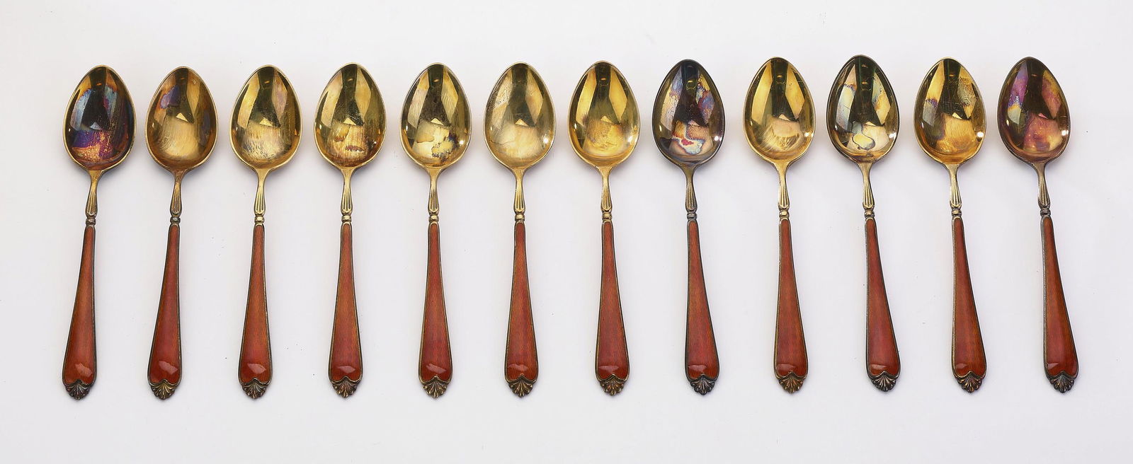 (12) Gold and enameled demitasse spoons, ca 1924 (1 of 7)