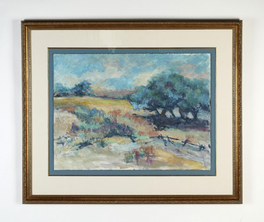 Sgned Impressionist style pastel landscape, 42"w (1 of 3)